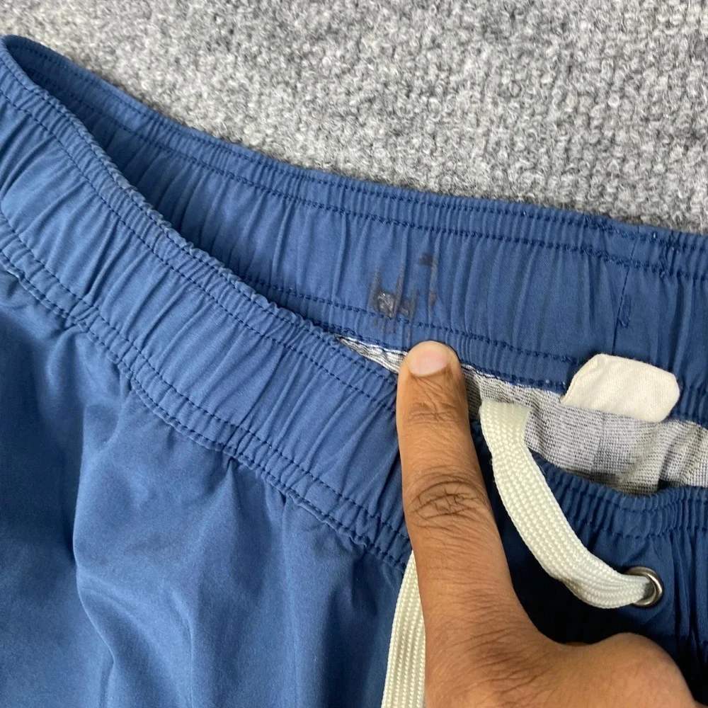 Fair Harbor Mens Swim Trunks XL Navy Blue Striped Board Shorts Recycled 7 Inseam